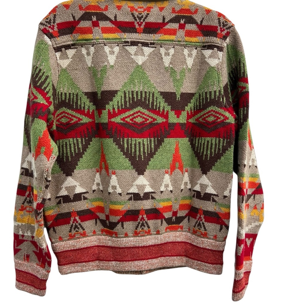 RRL Ralph Lauren Men’s Medium Southwestern Wool Blend Aztec Sweater Jacket $1200 - Picture 3 of 11
